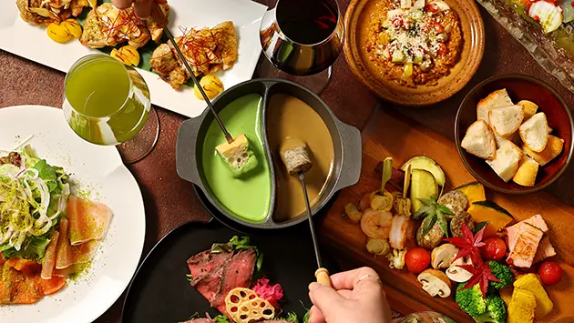 抹茶&ほうじ茶チーズフォンデュ