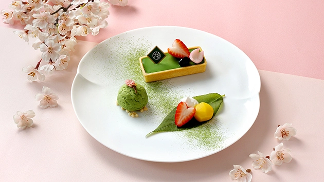 桜あんと抹茶のチョコレートタルト